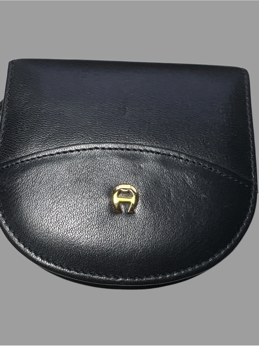Etienne Aigner Travel Sewing Kit Black Leather with Gold Emblem